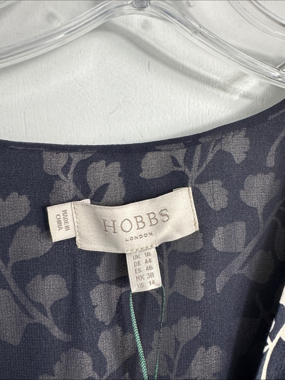 NWT HOBBS Bonnie Dress Midi Navy Cream Size 14 - Picture 4 of 10